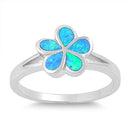 925 Sterling Silver Opal Plumeria Ring