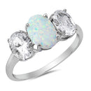 925 Sterling Silver  Triple Opal Ring