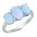 925 Sterling Silver  Triple Opal Ring