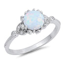 925 Sterling Silver Round Opal Ring