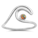 925 Sterling Silver Wave Ring With Small Round Opal