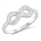 925 Silver Infinity Ring With Blue Opal Inlay