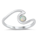 925 Sterling Silver Wave Ring With Opal Inlay