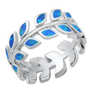 925 Sterling Silver Maile Lei Ring With Opal Inlay