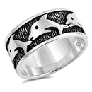 925 Sterling Silver Dolphins Band