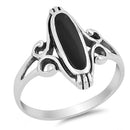 925 Sterling Silver Ring With Opal, Onyx, Turquoise or Abalone Shell