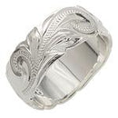 925 Sterling Silver Hand Carved Hawaiian Princess Scroll Ring - 8mm