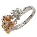 925 Sterling Silver Tri-Color Plumeria Rings