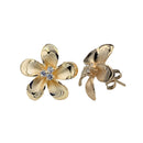 925 Sterling Silver Gold Plated Plumeria Stud Earrings - Hawaiian Earrings - Ladies Stud Earrings.  Gifts For Her.  Plumeria Earrings. Womens Stud Earrings