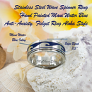Stainless Steel Blue Wave Spinner Ring