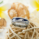 Stainless Steel Blue Wave Spinner Ring