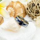 Stainless Steel Blue Wave Spinner Ring