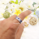 Stainless Steel Blue Wave Spinner Ring