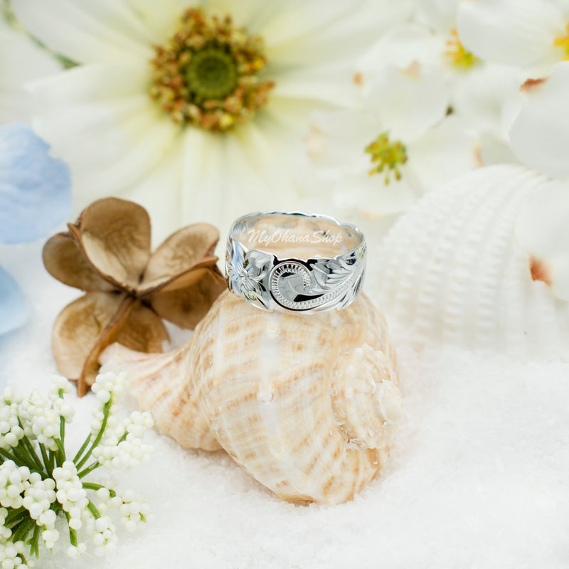 Sterling Silver Turtle Ring With CZ - .925 Silver Hawaiian Animal Band Ring, Sizes 4-9