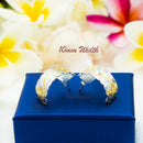 925 Sterling Silver Classic Hawaiian Earrings For Girls, Women. 8mm Hand Carved, Half Moon Hoop Earrings With Plumeria Flowers and Scrolls.