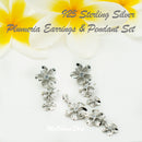 925 Sterling Silver Plumeria Drop, Post Earrings For Women. Gradual 8-10-12mm Three Flower, Hawaiian Stud Earrings With Post and Pushback.