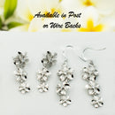 925 Sterling Silver Plumeria Earrings for Women. 1 1/4" Long, Gradual 8-10-12mm Dangling Three Flowers, Hawaiian Earrings.  Bridal Jewelry.