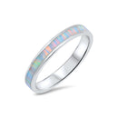 925 Sterling Silver Stackable White Opal Band.  3mm, 4mm Delicate, Skinny Ring for Pinky, Thumb, Toe, Wedding Band.