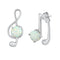 925 Sterling Silver Treble & Music Notes Earrings With Created Opal Accents For Women. 18mm (3/4") Height Stud Earrings.