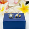925 Sterling Silver Larimar Sea Turtle Earrings.  Genuine Blue Larimar Inlay Hawaiian Honu Stud Earrings in Silver, Gold, or Rose Gold Color