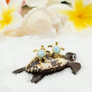 925 Sterling Silver Larimar Sea Turtle Earrings.  Genuine Blue Larimar Inlay Hawaiian Honu Stud Earrings in Silver, Gold, or Rose Gold Color