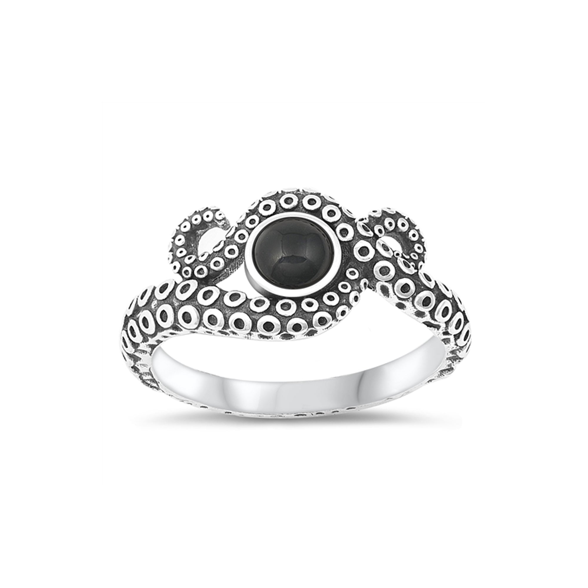 925 Sterling Silver Octopus Tentacle With Opal or Black Onyx