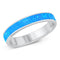 925 Sterling Silver Stackable Blue Opal Band.  3mm, 4mm Delicate, Skinny Ring for Pinky, Thumb, Toe, Wedding Band.