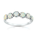 925 Sterling Silver, Stackable Opal Ring For Women. 6 Dainty 4mm Created White Opals.