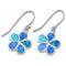 925 Sterling Silver Hawaiian Princess Plumeria Earrings. 14mm Plumeria Blue Opal Flower Dangling Earrings for Women