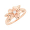925 Sterling Silver, 14K Rose Gold Plated Plumeria Ring With Leaves