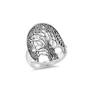 925 Sterling Silver Large Tree of Life Ring For Men & Women. 24mm (1") Oxidized Cutout Design. Big Statement, Index, Middle, Thumb Ring.