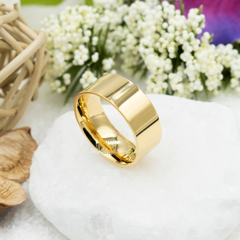 Stainless Steel 10mm 14K Gold IP Plated Ring