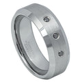 Scratch Free Tungsten Carbide Ring - 8mm With 3 Genuine Black Diamonds