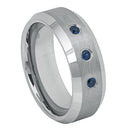 Scratch Free Tungsten Carbide Ring - 8mm With 3 Sapphires