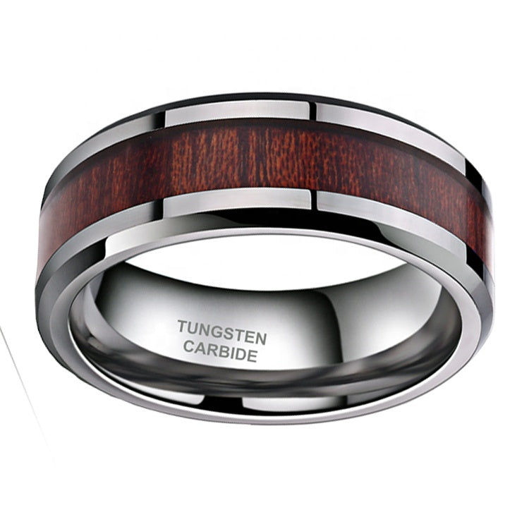 Tungsten Carbide Ring With Koa Wood Inlay