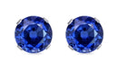 925 Sterling Silver CZ Stud Earrings - Blue Sapphire Color AAA+