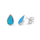 925 Sterling Silver Opal Teardrop Stud Earrings