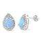 925 Sterling Silver Opal Stud Earrings With CZs - Teardrop
