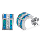 925 Sterling Silver Opal Stud Earrings With Clear CZs