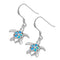925 Sterling Silver Hawaiian Sea Turtles & Plumerias Dangling Earrings With Opal Inlay
