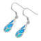 925 Sterling Silver Long Teardrop Dangling Earrings With Opal Inlay
