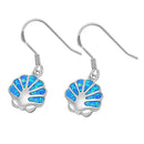 925 Sterling Silver Sea Shell Dangling Earrings With Opal Inlay