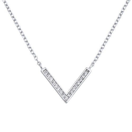 925 Sterling Silver Downward Arrow Necklace With CZ's