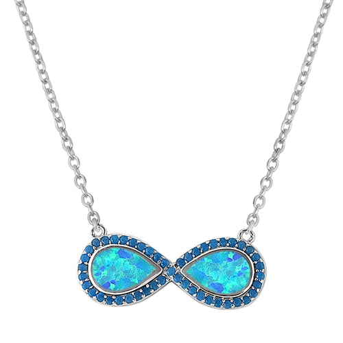 925 Sterling Silver Infinity Symbol Necklace With Opal & CZ's