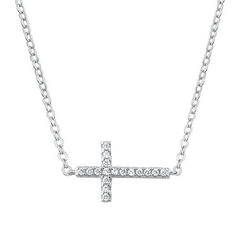 925 Sterling Silver Horizontal Cross Necklace