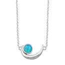 925 Sterling Silver Crescent Moon Necklace With Opal