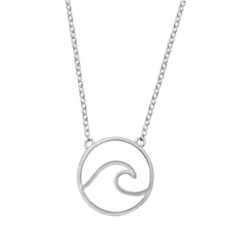 925 Sterling Silver Wave In Circle Necklace