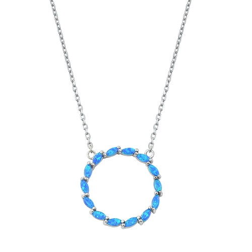 925 Sterling Silver Opal Circle Of Life Necklace
