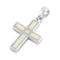 925 Sterling Silver Cross Pendant With Created Opal Inlay