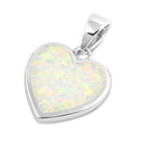 925 Sterling Silver Heart of Aloha Pendant With Created Opal Inlay